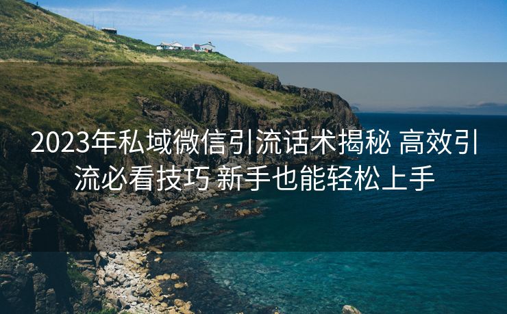 2023年私域微信引流话术揭秘 高效引流必看技巧 新手也能轻松上手 2023年私域微信引流话术揭秘 高效引流必看技巧 新手也能轻松上手