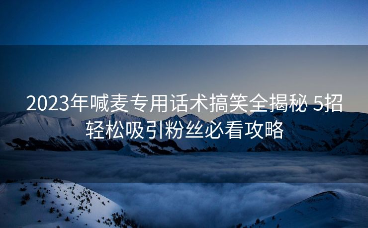 2023年喊麦专用话术搞笑全揭秘 5招轻松吸引粉丝必看攻略 2023年喊麦专用话术搞笑全揭秘 5招轻松吸引粉丝必看攻略