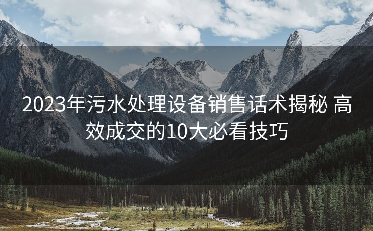 2023年污水处理设备销售话术揭秘 高效成交的10大必看技巧