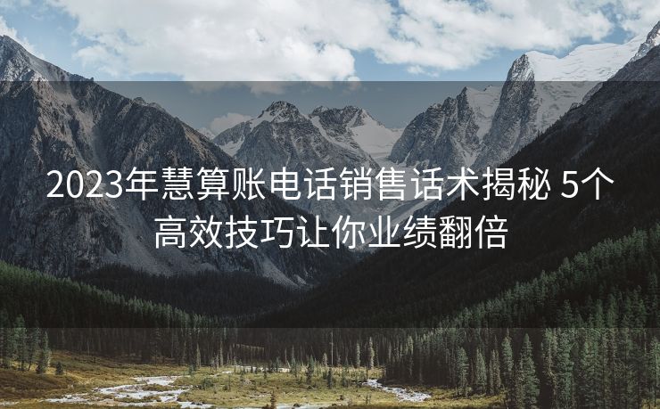 2023年慧算账电话销售话术揭秘 5个高效技巧让你业绩翻倍