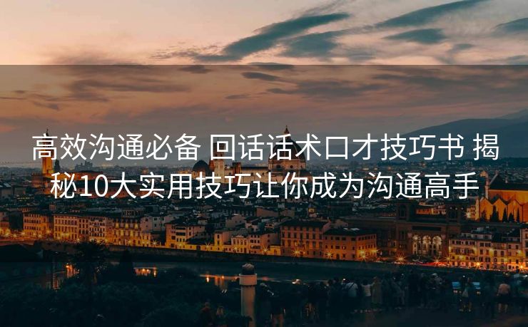 高效沟通必备 回话话术口才技巧书 揭秘10大实用技巧让你成为沟通高手