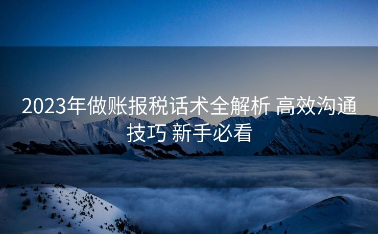2023年做账报税话术全解析 高效沟通技巧 新手必看