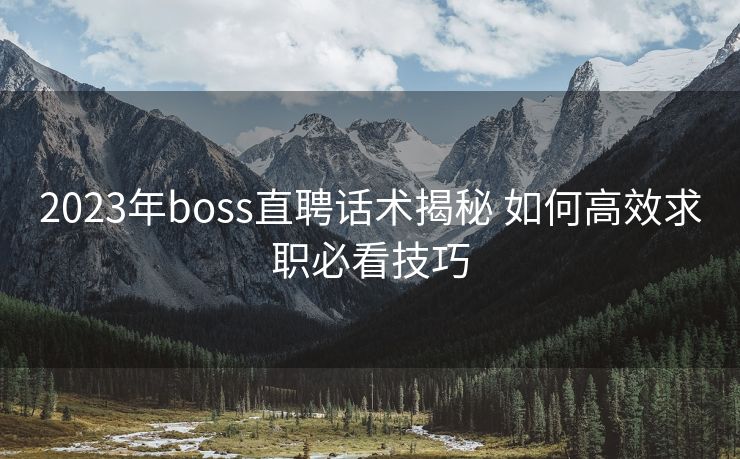 2023年boss直聘话术揭秘 如何高效求职必看技巧