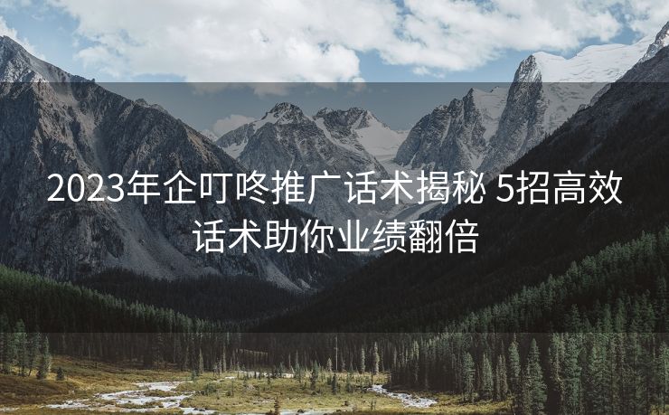 2023年企叮咚推广话术揭秘 5招高效话术助你业绩翻倍