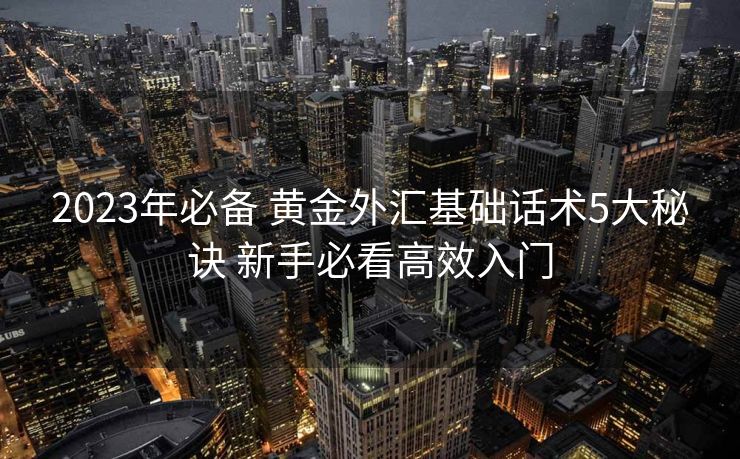 2023年必备 黄金外汇基础话术5大秘诀 新手必看高效入门 2023年必备 黄金外汇基础话术5大秘诀 新手必看高效入门