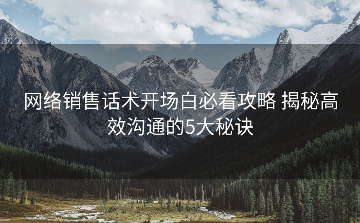 网络销售话术开场白必看攻略 揭秘高效沟通的5大秘诀 网络销售话术开场白必看攻略 揭秘高效沟通的5大秘诀