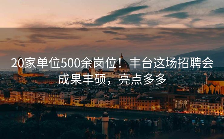 20家单位500余岗位！丰台这场招聘会成果丰硕，亮点多多