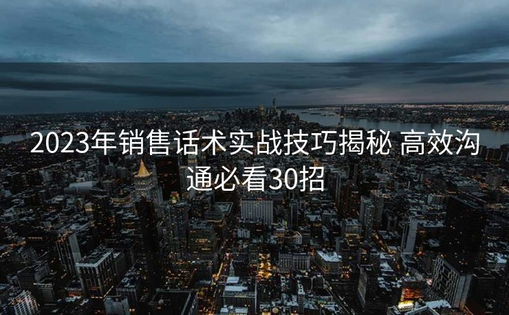 2023年销售话术实战技巧揭秘 高效沟通必看30招 2023年销售话术实战技巧揭秘 高效沟通必看30招