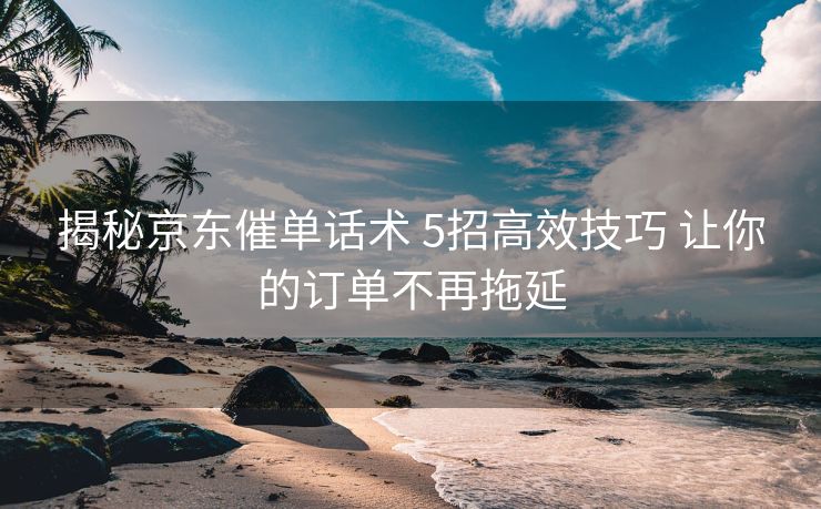 揭秘京东催单话术 5招高效技巧 让你的订单不再拖延 揭秘京东催单话术 5招高效技巧 让你的订单不再拖延