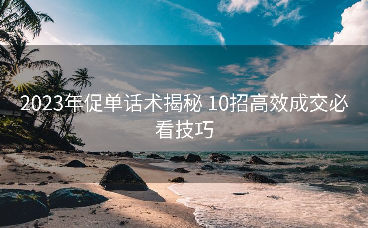2023年促单话术揭秘 10招高效成交必看技巧 2023年促单话术揭秘 10招高效成交必看技巧