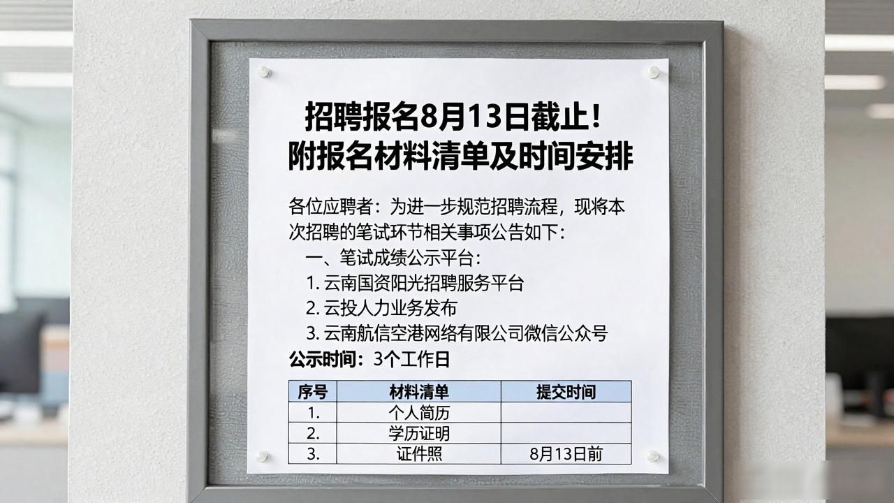 云南航信空港网络有限公司报名材料要求_云南航信空港网络有限公司招聘时间安排_招聘信息
