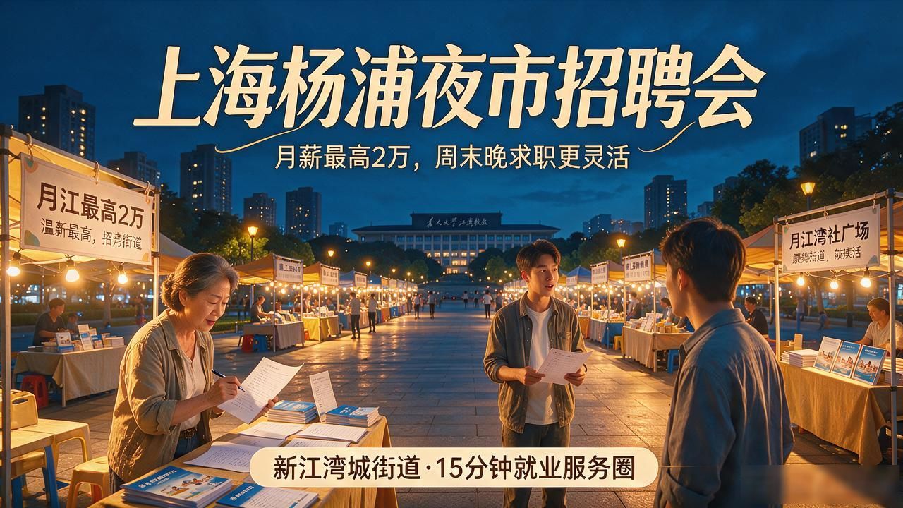 杨浦区新江湾城招聘会 夜市专场招聘会 _招聘会_ 新江湾城青年就业服务活动 职业指导