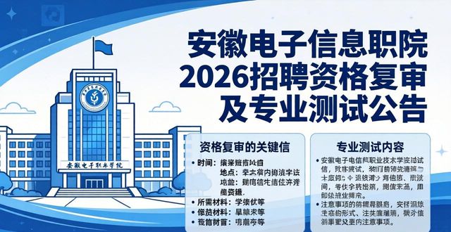 2026年度安徽电子信息职业技术学院公开招聘工作人员专业测试方案_招聘信息_资格复审流程及要求