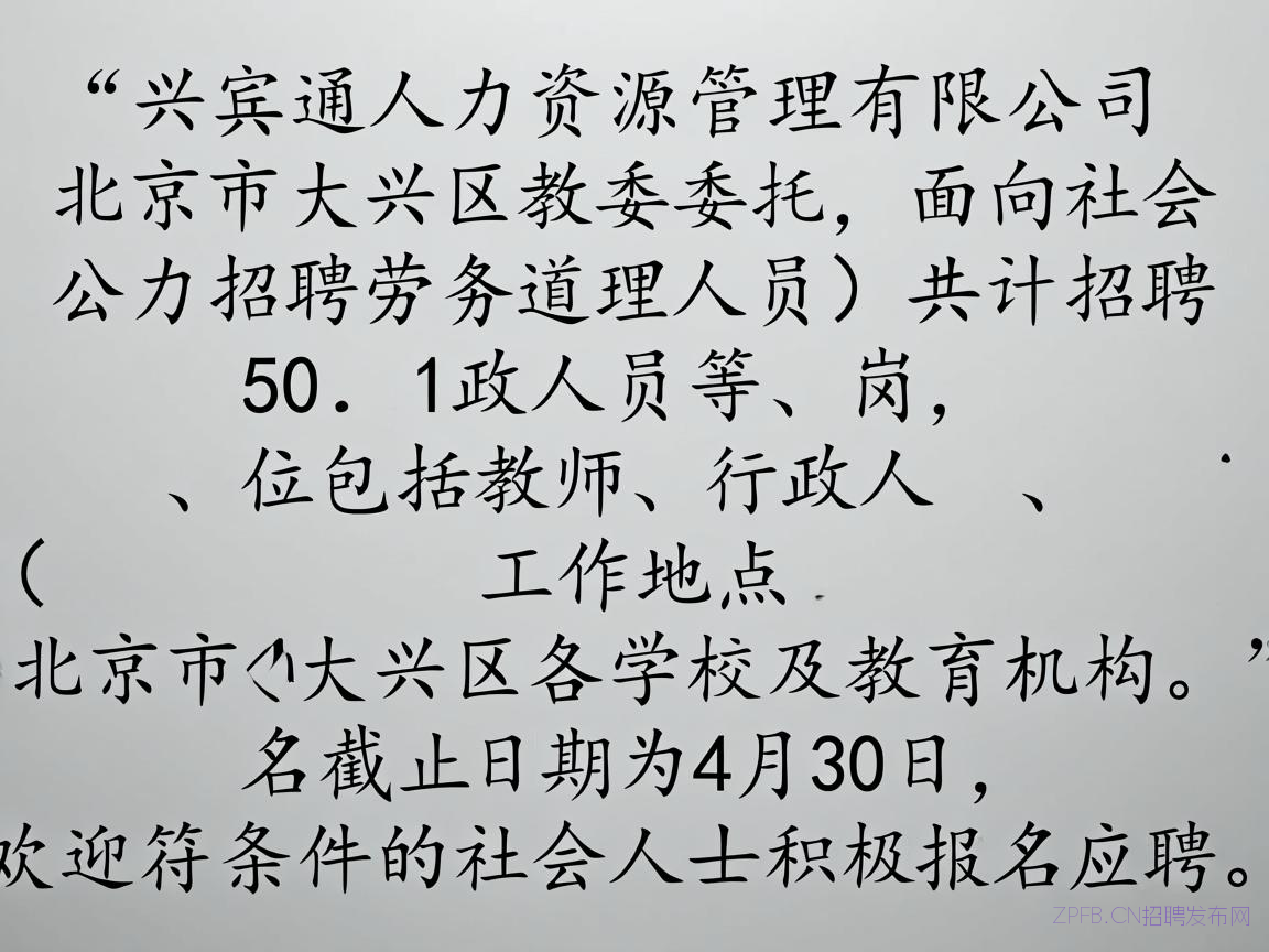 北京兴宾通人力资源管理有限公司关于北京市大兴区教委面向社会公开招聘劳务派遣人员公告